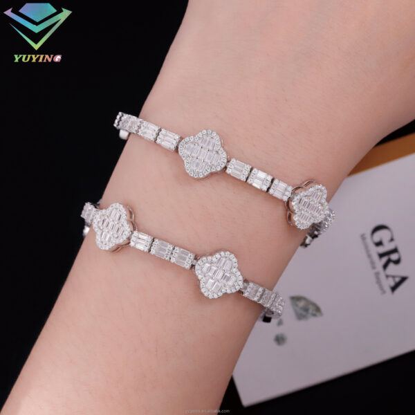 Clover Shape Baguette Diamond Bracelet