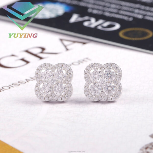 Diamond Clover Earrings - Image 2