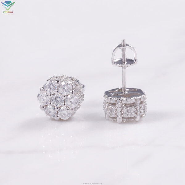 Full Diamond Ice Flower Earrings - Image 2