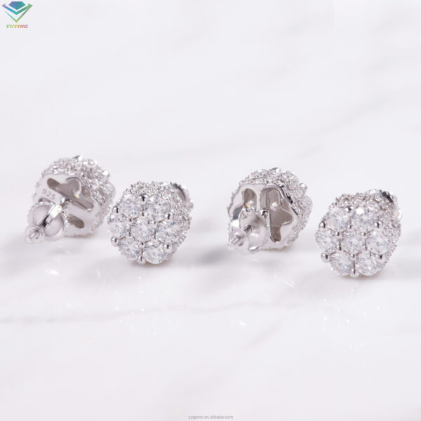 Full Diamond Ice Flower Earrings - Image 3