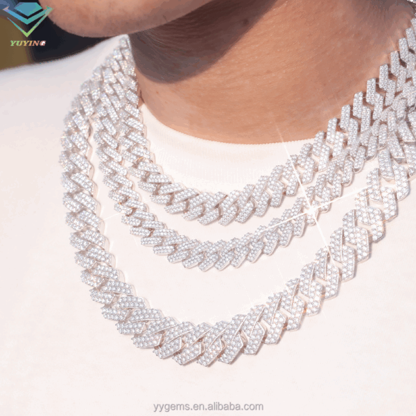 2rows diamond cuban link chain